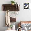 Wall-Mounted Coat Rack Shelf Wooden Hook Rack Entry Display Shelf with 5 Hooks