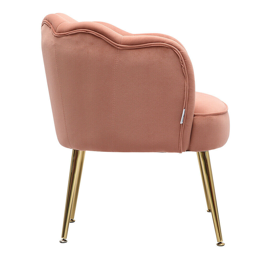 Small Scallop Back Armchair Golden Metal Legs Sofa Chair Dressing Tabl Quildinc Small Scallop Back Armchair Golden Metal Legs Sofa Chair Dressing Tabl Quildinc