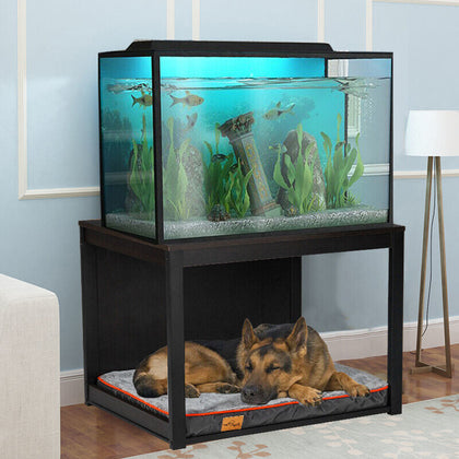 2 In 1 Pet Dog Puppy Cage Crate Wood Cabinet House End Side Table w/ Cushion Bed