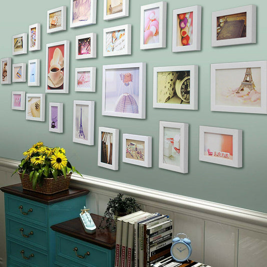 26 PCS Wall Mount Photo Frames Multi Picture Wall Set Home Living Room Decor