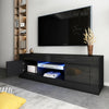 Modern TV Unit TV Cabinet Stand High Gloss Front Matt Body with LED Light Black