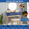 Modern Makeup Table Set Vanity Dressing Table W/ Stool LED Mirror & 4 Drawers