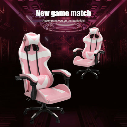 Pink Racing Gaming Chair Game Computer Office Leather Swivel Recliner Executive