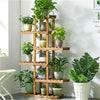 XL Carbonized Wood Plant Stand 6 Tier Vertical Shelf Flower Display Rack Holder