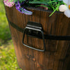 2PC Rustic Wood Whiskey Barrel Wooden Planter Round Plant Pot Outdoor Garden