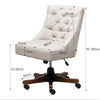 Linen Upholstered Swivel Computer Desk Chair Button Back Office Executive Chair