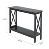 2 Tier Hallway Console Table with Shelf Side Narrow Sofa End Table Black White