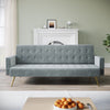 3 Seater Grey Sofa Bed Luxury Velvet Nonwovens New Foam Contrast Gold Metal Legs