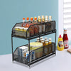 2 Tier Pull Out Basket Under Sink Kitchen Cupboard Organiser Drawer Storage Rack