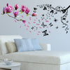 Butterflies Vines and Magnolia Flowers Spring Wall Stickers Home Art Decorations