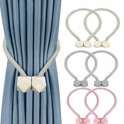 2X Strong Magnetic Curtain Tie Backs Buckle Clips Holdbacks Rope Tiebacks Home