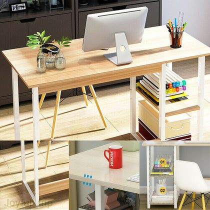 Computer Desk Home Office Student Working Study Writing Table with Book Shelf UK