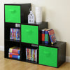 Black 6 Cube Kids Toy/Games Storage Unit Girls/Boys Bedroom Shelves 3 Green Box