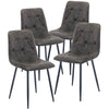 4X Dining Chairs Set Faux Suede Leather Padded Seat Metal Legs Kitchen Office