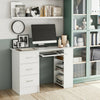 Computer Desk 3 Drawers Computer Table Wooden Office Workstation Writing Table