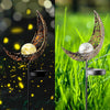 Outdoor Garden LED Moon Crescent Stake Lamp Solar Power Cracked Globe Light Deco