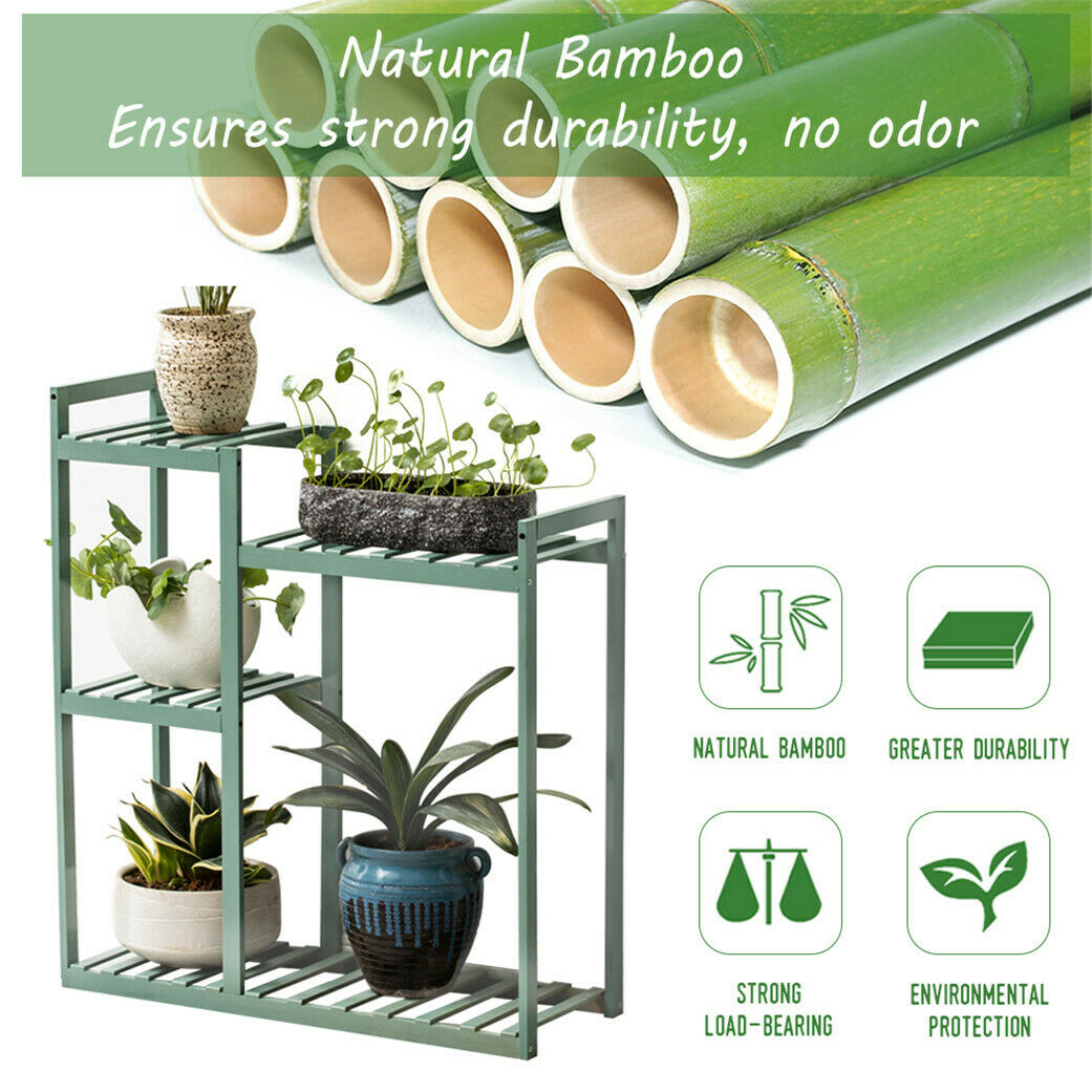 Thicken Bamboo Plant Stand Strong 5 Tier Flower Display Rack Holder Home Garden
