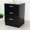 Modern Retro3 Drawers Bedside Table Nightstand Cabinet Bedroom StorageHome Black