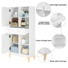 Tall Cupboard Sideboard Cabinet Storage with 2 Doors 4 Compartments Adjustable