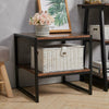 Industrial Side End Coffee Table Sofa Bedside Lamp Stand Rustic Wood Metal Table