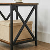 Side Table End Table X-Shape Steel Frame with Storage Shelf Nightstand
