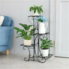 Slim Curve Shape Plant Stand Botanical Shelves 4 Square Pots Holder Room Garden