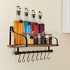 Large Wall Floating Shelf Kitchen Bathroom Storage Rustic Wood Rack With 8 Hooks