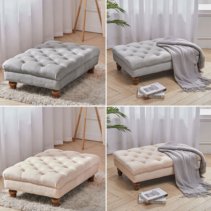 Chesterfield Footstool Velvet Ottoman Pouffe Bed End Stool Bench Seat Furniture