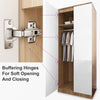 High Gloss 2 Door Wardrobe White&Oak Storage Hanging Rail Furniture with Mirror