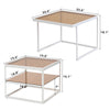 LED Nesting Coffee Tables Set of 2 Glass Top Side End Tables with Metal Frame HT