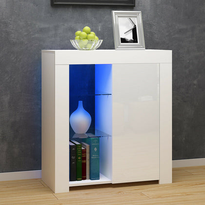 Modern Cabinet Cupboard sideboard - Matt Body and High Gloss Doors + LED Light