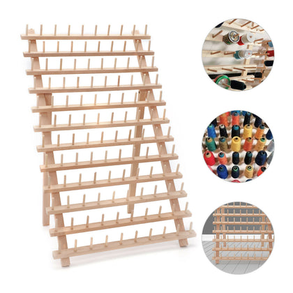 120 Spool Tailor Holder Sew Wood Thread Rack Sewing Organizer Storage Bobbin