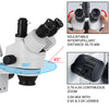 3.5X-90X Simul-Focal Zoom Trinocular Stereo Microscope Dual Arm Boom Stand