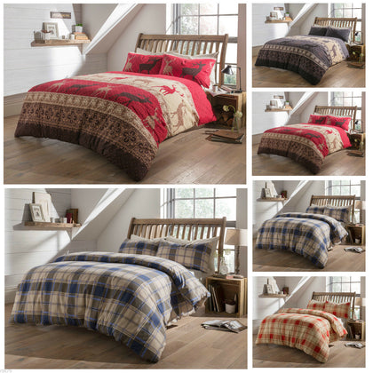 Luxury Flannelette Duvet Cover Set, 100% Soft Cotton, Single Double King Size