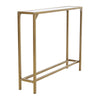 2-Tier Console Table Glass Hall Desk Side End Table W/ Bottom Shelf Gold Frame
