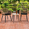 3pcs Rattan Chair Set Garden Patio Conversation Outdoor Furniture Table 2 Chairs