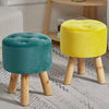 Luxury Padded Wooden Footstool Ottoman Square/Round Pouffe Stool Wood 4 Legs UK