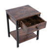 Industrial Bedside Cabinet Rustic Effect Wood Nightstand Side Table Drawer Shelf