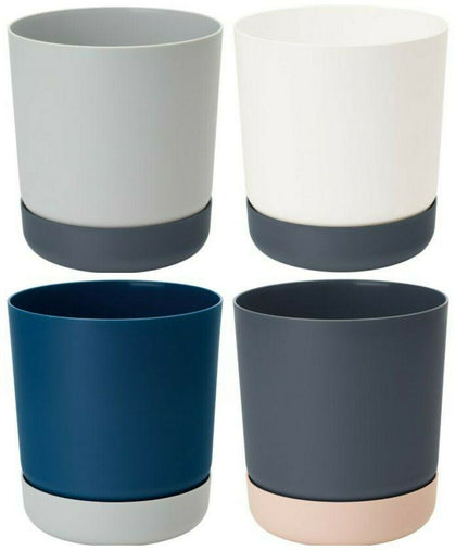 Flowerpot with saucer indoor outdoor drainage holes small large plant pot SATINA