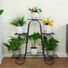 Portable Black Metal Plant Stand 3-Tier 6 Pots Flower Shelf Garden Backyard Deco