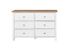 6 Drawer Bedroom Cabinet Chest of Drawers White and Oak
