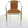 Tan Bistro Chair Wicker Chrome Aluminium Outdoor Garden Patio Seating Stacking