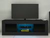 Modern Black TV Unit Cabinet Stand Sideboard High Gloss Doors RGB LED Lights