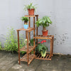 Garden Multi Tier Pine Wood Plant Stand Flower Potted Shelf In & Outdoor Holder