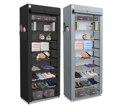 27 PAIRS 10 TIER DUSTPROOF SHOES CABINET STORAGE ORGANISER SHOE RACK STAND HOLDS