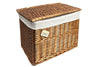 Woodluv Brown Wicker Wht Linning Linen Laundry Basket /Bin Storage Trunk Hamper