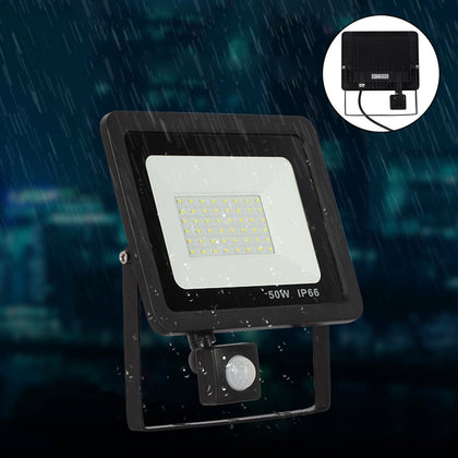 50W PIR Sensor LED Energy Saving Flood Lamp Outdoor Security Slimline Light