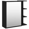 Bathroom Mirror Cabinet Black Chipboard Washroom Wall Storage Rack