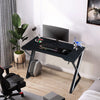 Gaming Desk LED Racing Table Headphone Hook Home Office Computer Desk BlacK