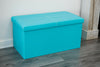 DOUBLE LARGE 2 SEATER OTTOMAN STORAGE BOX FAUX LEATHER FOLDING POUFFE SEAT TOY